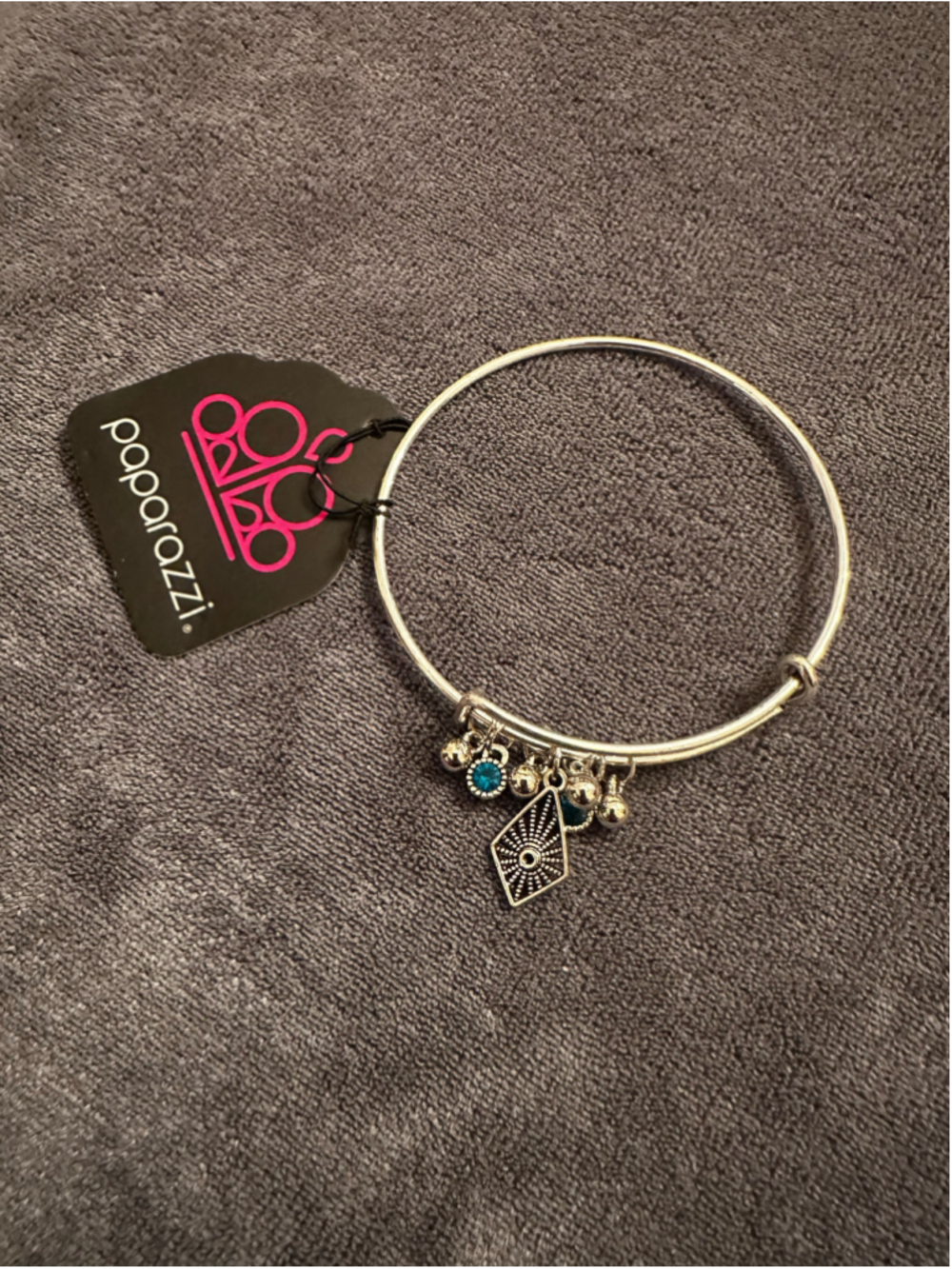 Paparazzi Silver Tone & Blur Accents Charm Bracelet